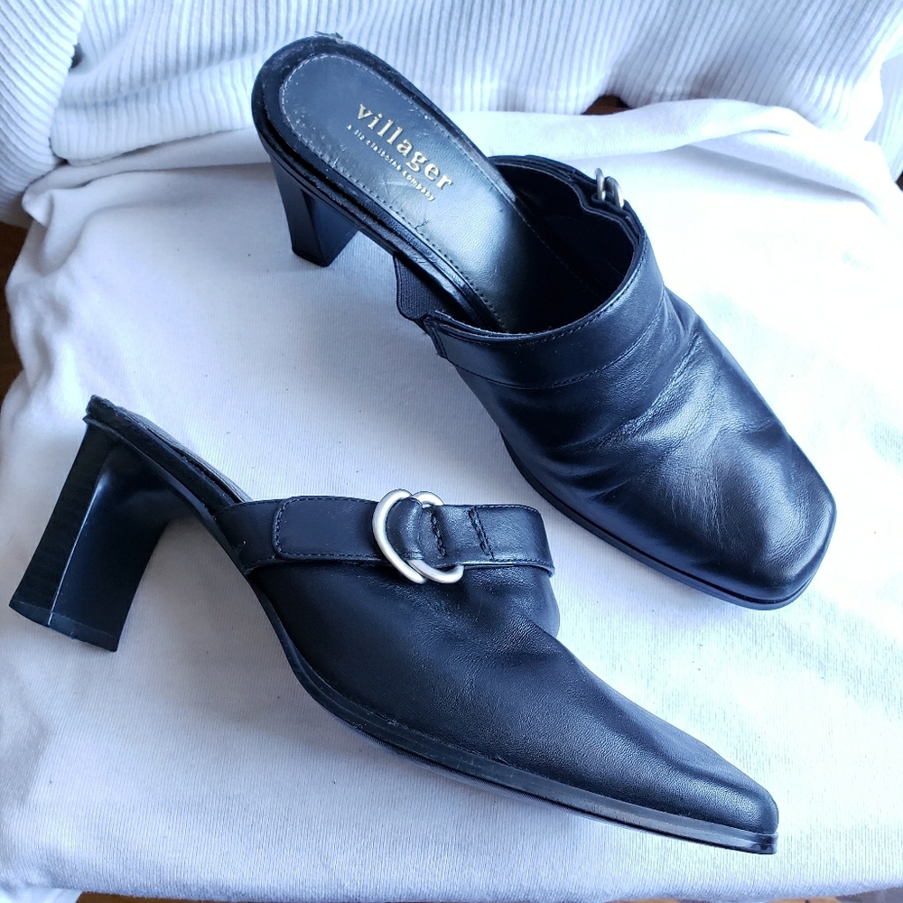 Vintage Liz Claiborne Villager Women's Leather Mule Heels